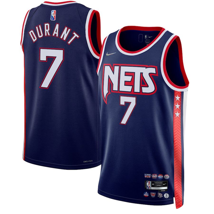 Men Brooklyn Nets #7 Kevin Durant Nike Navy City Edition Swingman NBA Jersey